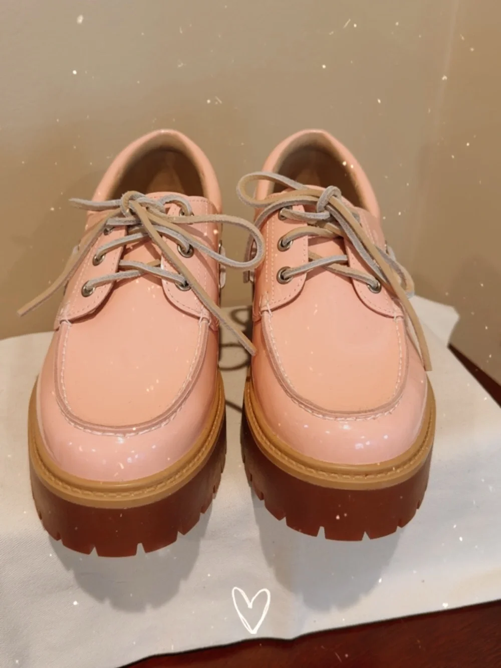 Timberland Pink Patent Platform Boat Shoes